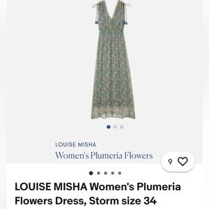 LOUISE MISHA Women's Plumeria
Flowers Dress, Storm size 34 pre-owed